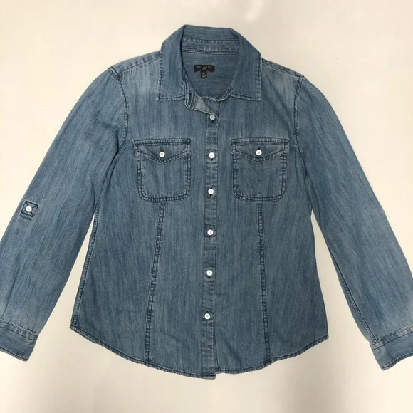 Talbots shirt denim button down size 6Petite - Picture 3 of 7